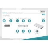 Digitus Estación de conexión multipuerto USB Type C™, 8 puertos, Estación de acoplamiento plateado, 8 puertos, Alámbrico, USB 3.2 Gen 2 (3.1 Gen 2) Type-C, 100 W, USB Tipo C, 10,100,1000 Mbit/s, Plata