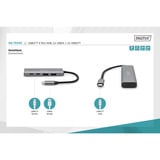 Digitus USB-C 4 puertos 2x USB A + 2x USB-C, Hub USB plateado