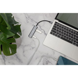 Digitus USB-C 4 puertos 2x USB A + 2x USB-C, Hub USB plateado