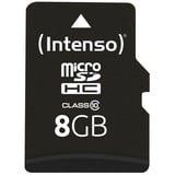 Intenso 8GB MicroSDHC Clase 10, Tarjeta de memoria 8 GB, MicroSDHC, Clase 10, 25 MB/s, Resistente a golpes, Resistente a la temperatura, Resistente al agua, A prueba de rayos X, Negro