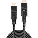 Lindy 20m Fibra Óptica Híbrida Micro-HDMI 18G, Cable negro
