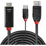 Lindy 41500 adaptador de cable de vídeo 3 m HDMI + USB Type-A DisplayPort Negro negro/Rojo, 3 m, HDMI + USB Type-A, DisplayPort, Macho, Macho, Derecho