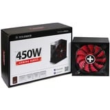 Xilence Performance A+ XN213 unidad de fuente de alimentación 450 W 20+4 pin ATX ATX Negro, Fuente de alimentación de PC negro, 450 W, 200 - 240 V, 50 Hz, 10 A, Activo, 100 W