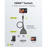 goobay Conmutador HDMI 3 a 1 (4K @ 60Hz) negro