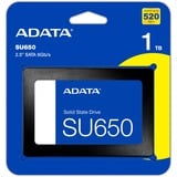 ADATA SU650 1 TB 2.5" Serial ATA III 3D NAND, Unidad de estado sólido negro, 1 TB, 2.5", 520 MB/s, 6 Gbit/s