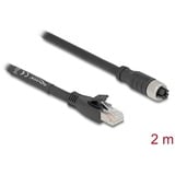 DeLOCK Cable M12 codificado X con conector hembra de 8 pines > conector RJ-45, Cat.5e S/FTP negro