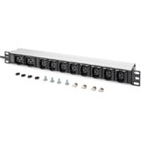 Digitus Regleta de enchufes 19" PDU con perfil de aluminio, 10 salidas, 8x C13, 2x C19 negro/Aluminio