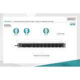 Digitus Regleta de enchufes 19" PDU con perfil de aluminio, 10 salidas, 8x C13, 2x C19 negro/Aluminio