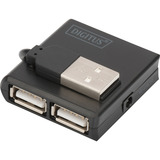 Digitus USB 2.0 4 puertos, Hub USB negro