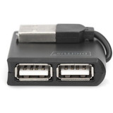 Digitus USB 2.0 4 puertos, Hub USB negro