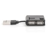 Digitus USB 2.0 4 puertos, Hub USB negro