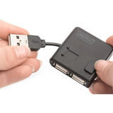 Digitus USB 2.0 4 puertos, Hub USB negro