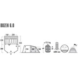 High Peak Tienda túnel familiar Bozen 6.0, Tienda de campaña gris/Verde