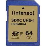 Intenso 3421490 memoria flash 64 GB SDXC UHS-I Clase 10, Tarjeta de memoria 64 GB, SDXC, Clase 10, UHS-I, 90 MB/s, Class 1 (U1)