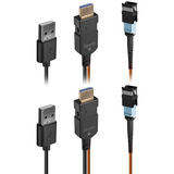 Lindy Extensor HDMI 8K60 de fibra óptica MPO 100m, Alargador de HDMI naranja/Negro