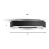 Philips Lámpara de techo grande Infuse, Luz de LED negro, Philips Hue White and Color ambiance Lámpara de techo grande Infuse, Luz de techo inteligente, Bluetooth, Negro, LED, Metal, Bombilla(s) no reemplazable(s)