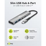 goobay Slim 4-Port USB-C a USB-C/USB-A 5 Gbit/s, Hub USB gris