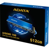 ADATA LEGEND 700 512 GB M.2 PCI Express 3.0 NVMe 3D NAND, Unidad de estado sólido azul/Dorado, 512 GB, M.2, 2000 MB/s