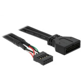 DeLOCK Cable adaptador USB 2.0, conector hembra de encabezado de 9 pines > conector macho de encabezado USB 3.2 de 9 pines negro