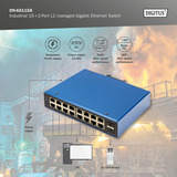 Digitus Gigabit Ethernet gestionado L2 industrial 16+2 puertos, Interruptor/Conmutador 