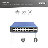 Digitus Gigabit Ethernet gestionado L2 industrial 16+2 puertos, Interruptor/Conmutador 
