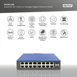 Digitus Gigabit Ethernet gestionado L2 industrial 16+2 puertos, Interruptor/Conmutador 