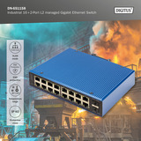 Digitus Gigabit Ethernet gestionado L2 industrial 16+2 puertos, Interruptor/Conmutador 