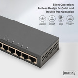 Digitus Gigabit de 8 puertos, Interruptor/Conmutador negro