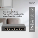 Digitus Gigabit de 8 puertos, Interruptor/Conmutador negro