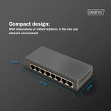 Digitus Gigabit de 8 puertos, Interruptor/Conmutador negro