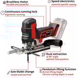 EINHELL TP-JST 18/135 Li BL-Solo, 4321265, Sierra de calar rojo/Negro