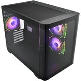 FSP  S380-BA bk, Cajas de torre negro, Micro Torre, PC, Negro, micro ATX, Mini-ITX, SPCC, Vidrio templado, Juego