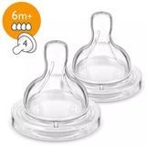 Philips Tetina Classic+ SCF634/27, Botella de bebé transparente, Flujo rápido, Válvula anticólicos, 2 pieza(s)