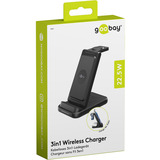 goobay Cargador inalámbrico 3 en 1, 15 W, Estación de carga negro