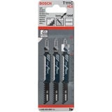 Bosch T 111 C Hoja de sierra de vaivén Acero de alto carbono (HCS) 3 pieza(s) Hoja de sierra de vaivén, Aglomerado, Tablero de fibra, Madera contrachapada, Madera blanda, Acero de alto carbono (HCS), 5 cm, 3 mm, 10 cm