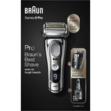 Braun Series 9 Pro 9476cc Máquina de afeitar de láminas Recortadora Negro, Cromo cromado/Plateado, Máquina de afeitar de láminas, Botones, Tocar, Negro, Cromo, Carga, Batería, Ión de litio