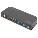 Digitus Conmutador KVM, 2 puertos, 4K60Hz, 2 DP in, 1 DP/HDMI out, Switch KVM negro, 2 puertos, 4K60Hz, 2 DP in, 1 DP/HDMI out, 4096 x 2160 Pixeles, 4K Ultra HD