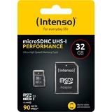 Intenso 3424480 memoria flash 32 GB MicroSD UHS-I Clase 10, Tarjeta de memoria negro, 32 GB, MicroSD, Clase 10, UHS-I, Class 1 (U1), Resistente a la temperatura, Resistente a golpes, Resistente al agua, A prueba de rayos X