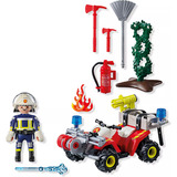 PLAYMOBIL Action Heroes Cuadrimoto de bomberos apaga incendio en seto, Juegos de construcción 
