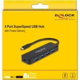 DeLOCK 64170 hub de interfaz USB 3.2 Gen 1 (3.1 Gen 1) Type-C 5000 Mbit/s Negro, Hub USB USB 3.2 Gen 1 (3.1 Gen 1) Type-C, USB 3.2 Gen 1 (3.1 Gen 1) Type-A, USB 3.2 Gen 1 (3.1 Gen 1) Type-C, 5000 Mbit/s, Negro, Metal, 85 W