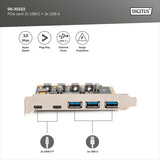 Digitus Tarjeta PCIe 2x USB-C + 3x USB A, Tarjeta de interfaz 