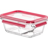 Emsa CLIP & CLOSE N10407 Rectangular Caja 0,8 L Transparente 1 pieza(s) transparente/Rojo, Caja, Rectangular, 0,8 L, Transparente, Vidrio, 420 °C