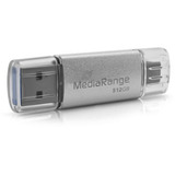 MediaRange Memoria USB combo 512 GB, Lápiz USB plateado/Transparente