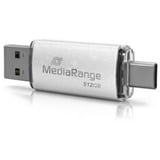 MediaRange Memoria USB combo 512 GB, Lápiz USB plateado/Transparente