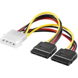 goobay 68524 cable de alimentación interna 0,13 m, Adaptador 0,13 m, 4-pin 5.25, 2x 15-pin S-ATA, Macho, Hembra, Derecho, Minorista