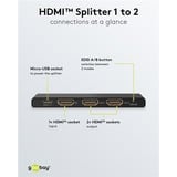 goobay Divisor HDMI 1 a 2 (4K @ 60Hz), Splitter HDMI negro