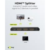 goobay Divisor HDMI 1 a 2 (4K @ 60Hz), Splitter HDMI negro