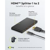 goobay Divisor HDMI 1 a 2 (4K @ 60Hz), Splitter HDMI negro
