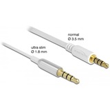 DeLOCK 66073 cable de audio 0,5 m 3,5mm Plata, Blanco blanco/Plateado, 3,5mm, Macho, 3,5mm, Macho, 0,5 m, Plata, Blanco