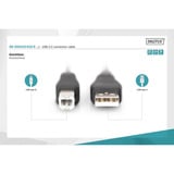 Digitus Cable de conexión USB 2.0 USB-A (conector) > USB-B (conector) negro